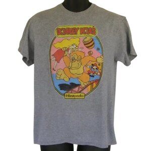 DONKEY KONG Tshirt M, Gray, Nintendo, Princess, Cartoon Front, Short sleeves